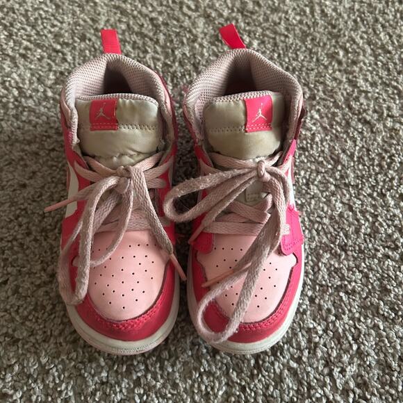Nike Toddler Jordan 1 Mid White/Medium Soft Pink 'Fierce Pink' - Size 10c - Picture 3 of 7